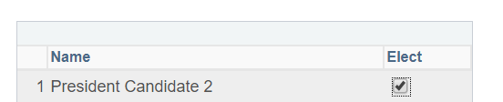 checked box next to chosen candidate