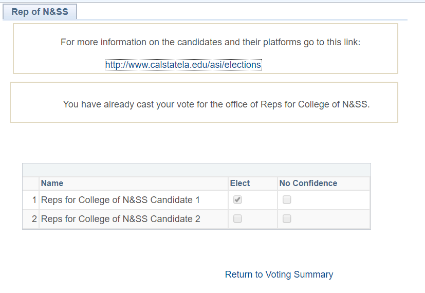 Options for representatives for students' respective colleges